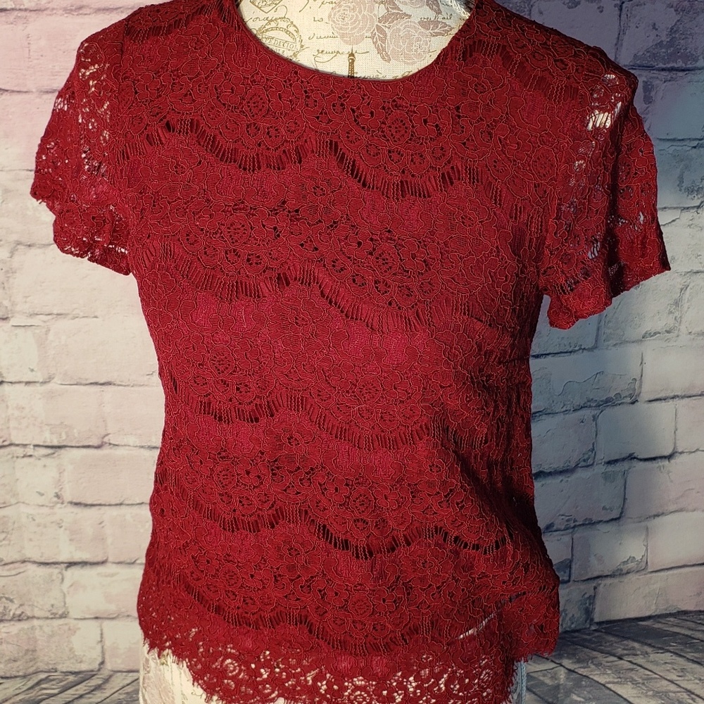 Red lace blouse